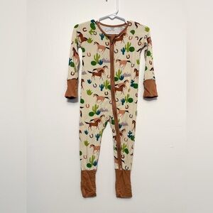 Wild Horses Western Kids One Piece Zip Pajamas